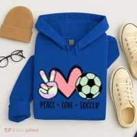 Peace Love Soccer Cute Pastel N Great Gift Hoodie thumb 4