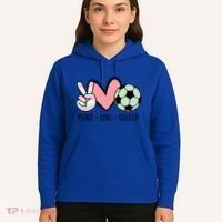 Peace Love Soccer Cute Pastel N Great Gift Hoodie thumb 5