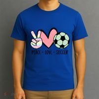 Peace Love Soccer Cute Pastel N Great Gift T-Shirt thumb 3