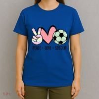 Peace Love Soccer Cute Pastel N Great Gift T-Shirt thumb 4