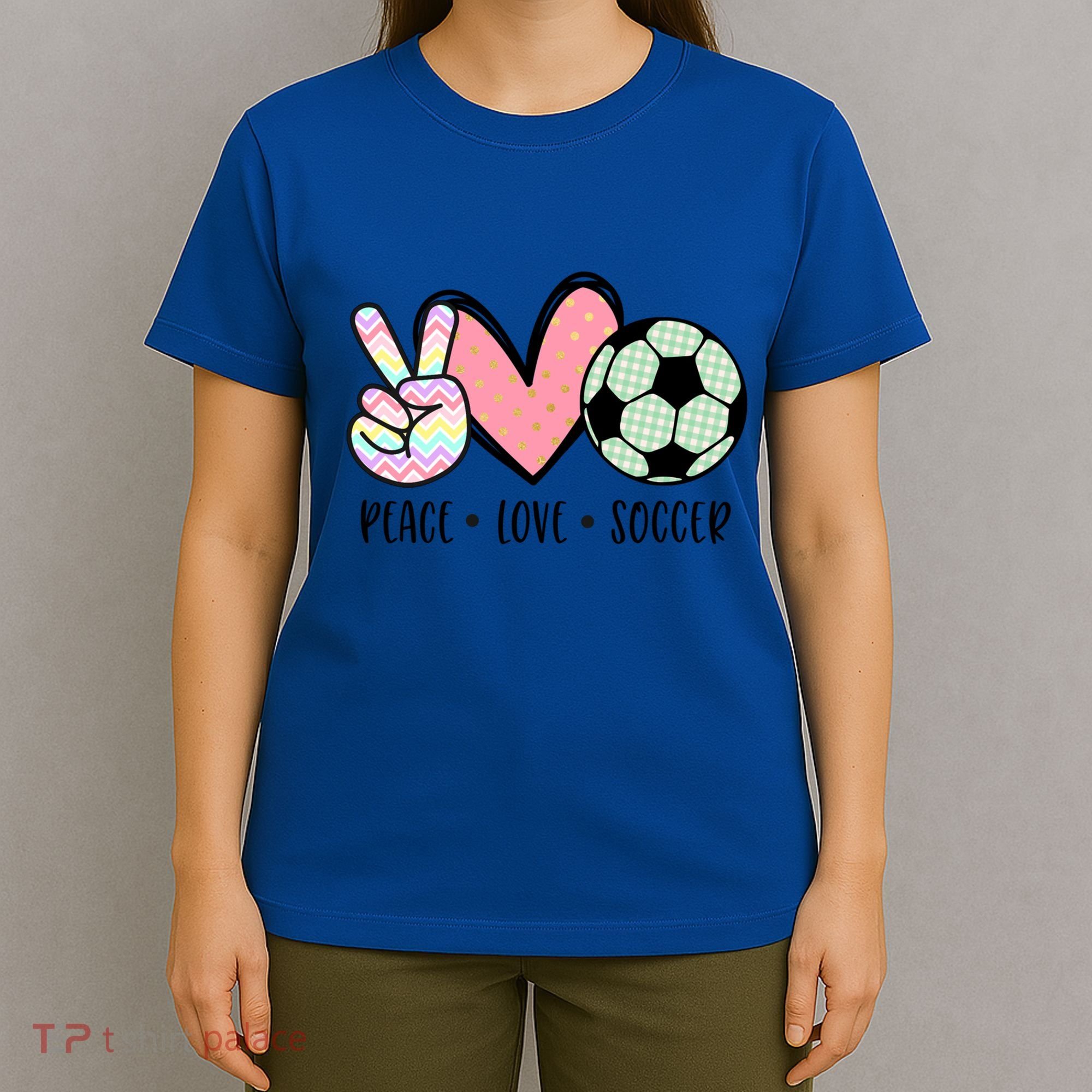 Peace Love Soccer Cute Pastel N Great Gift T-Shirt