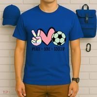 Peace Love Soccer Cute Pastel N Great Gift T-Shirt thumb 6