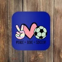 Peace Love Soccer Cute Pastel N Great Gift Coaster thumb 0