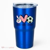Peace Love Soccer Cute Pastel N Great Gift Tumbler thumb 0