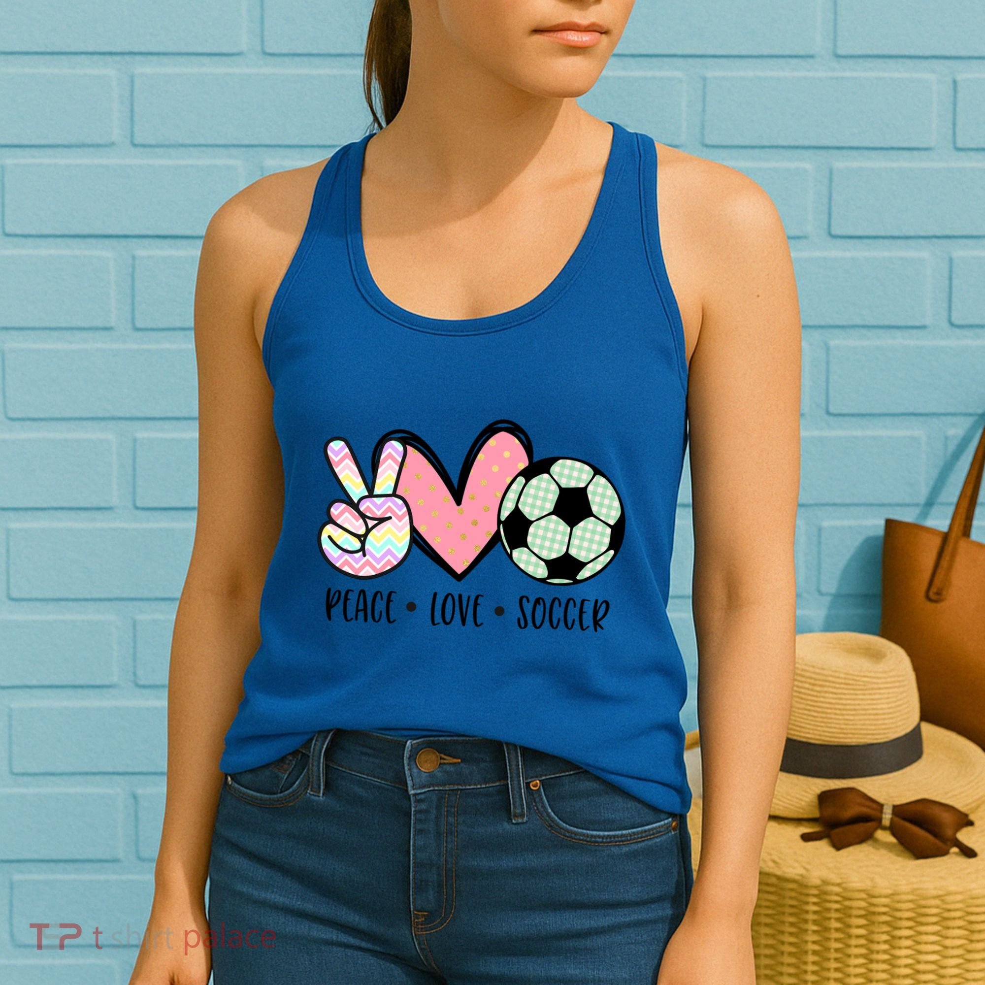 Peace Love Soccer Cute Pastel N Great Gift Women's Tank Top