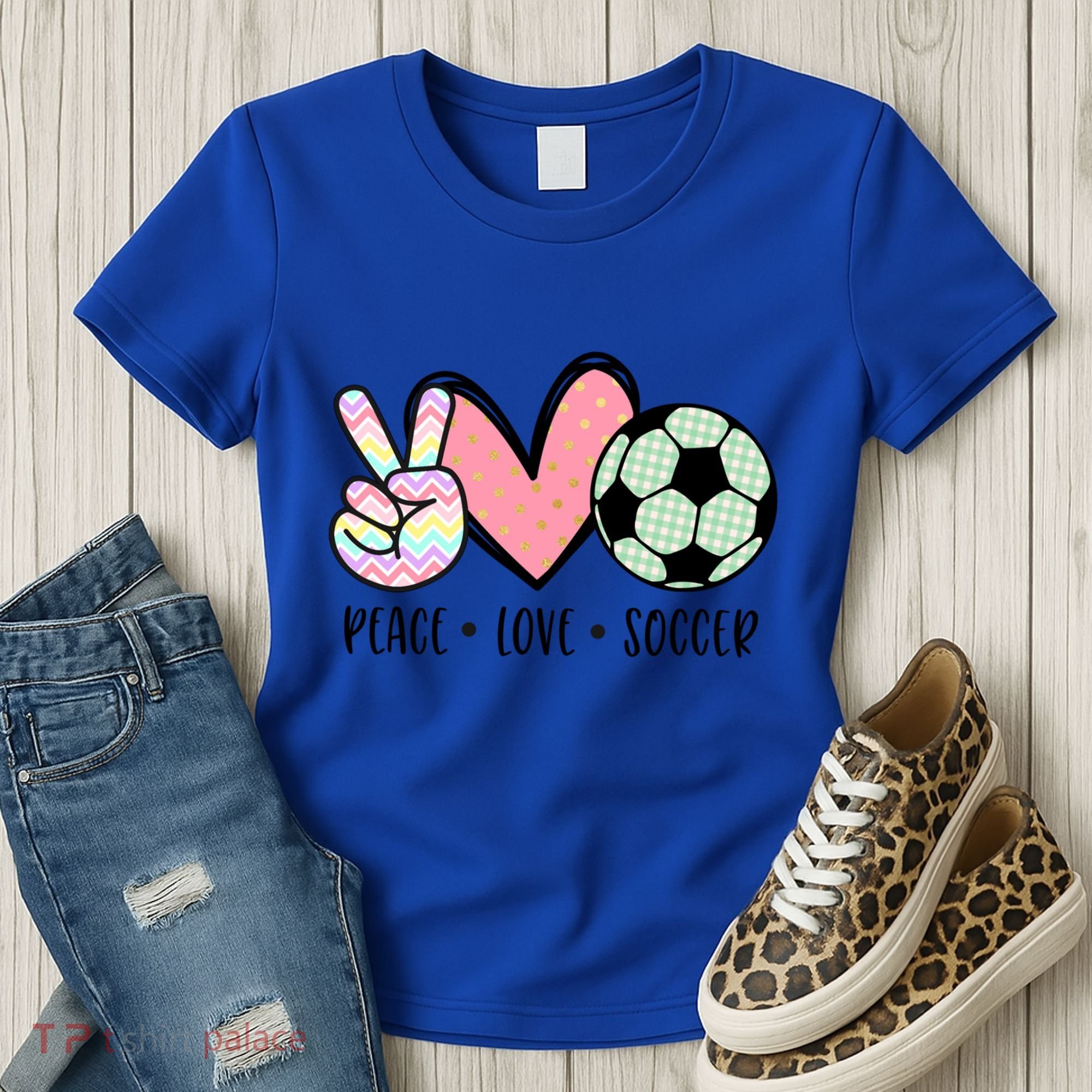 Peace Love Soccer Cute Pastel N Great Gift Women's T-Shirt