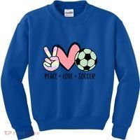 Peace Love Soccer Cute Pastel N Great Gift Kids Sweatshirt thumb 0