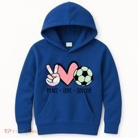 Peace Love Soccer Cute Pastel N Great Gift Kids Hoodie thumb 0