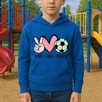 Peace Love Soccer Cute Pastel N Great Gift Kids Hoodie thumb 2