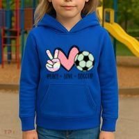 Peace Love Soccer Cute Pastel N Great Gift Kids Hoodie thumb 3