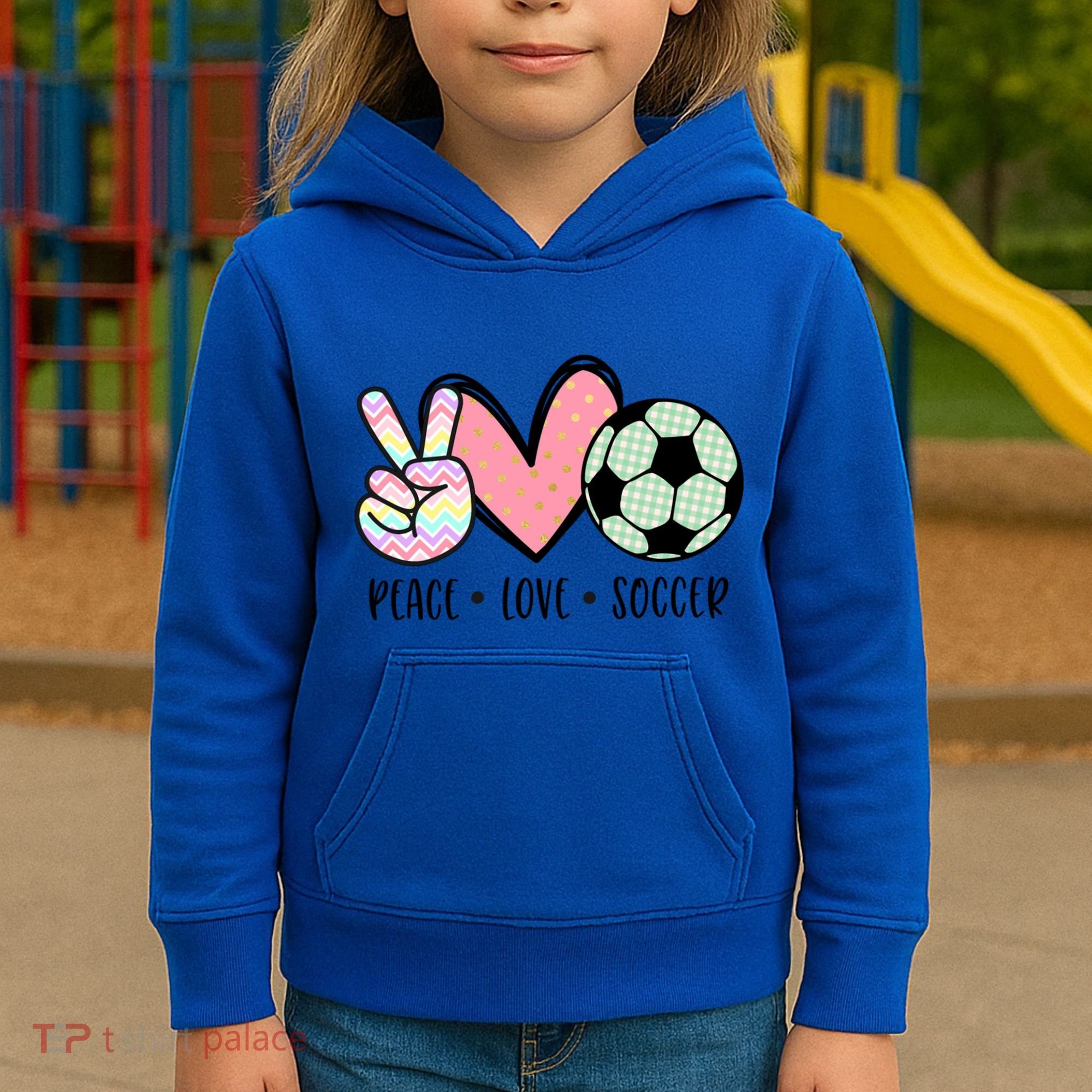 Peace Love Soccer Cute Pastel N Great Gift Kids Hoodie