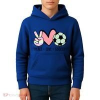 Peace Love Soccer Cute Pastel N Great Gift Kids Hoodie thumb 4