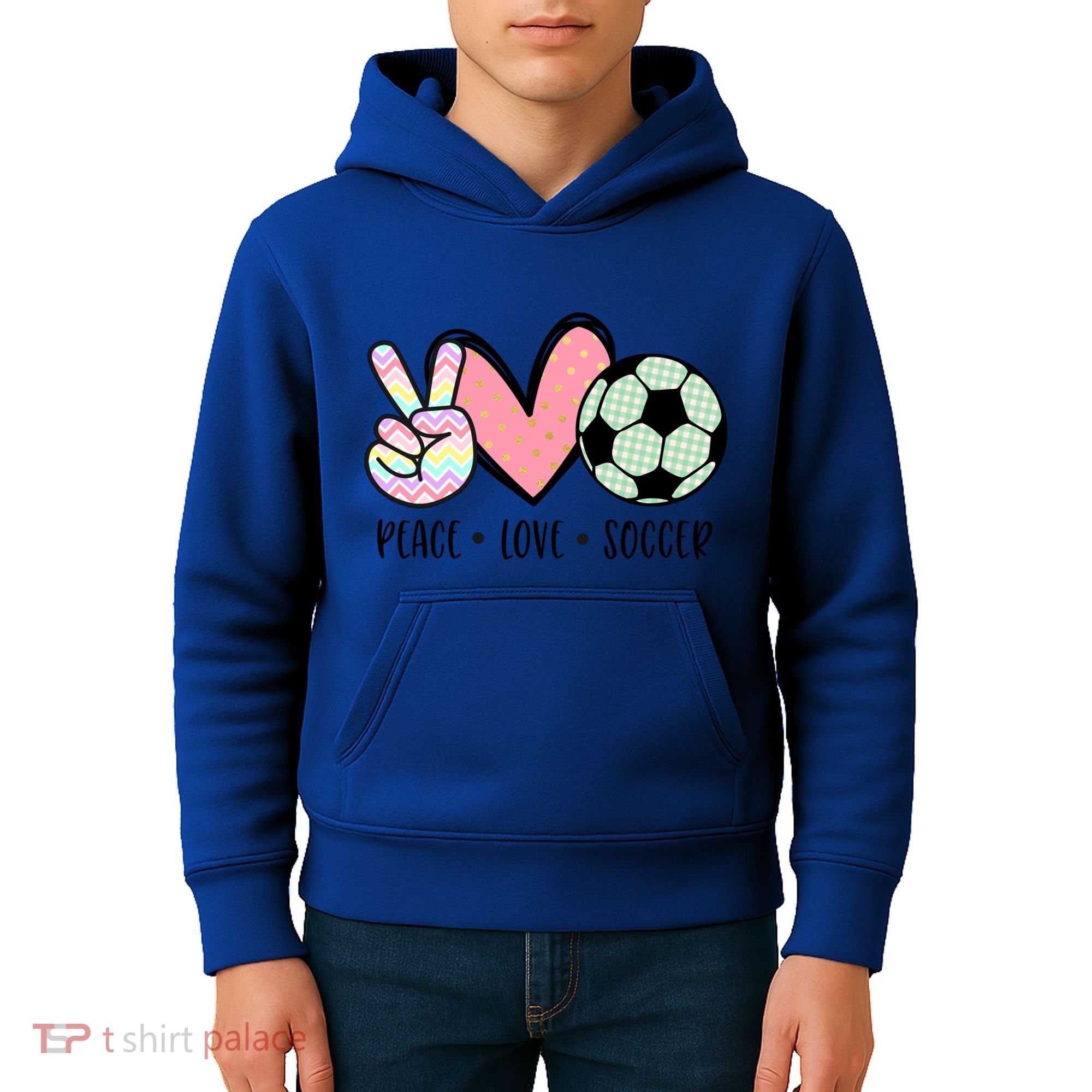 Peace Love Soccer Cute Pastel N Great Gift Kids Hoodie