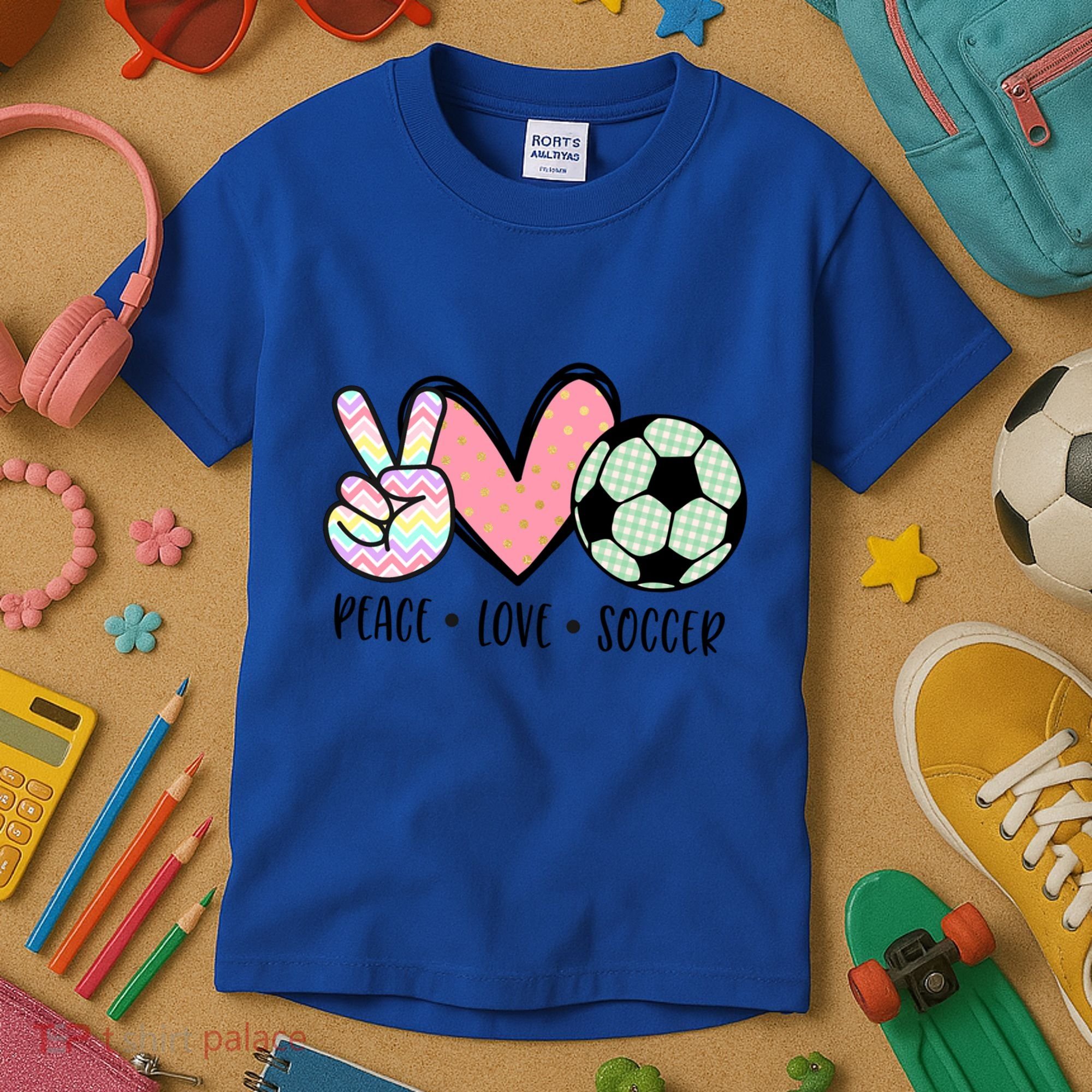 Peace Love Soccer Cute Pastel N Great Gift Kids T-Shirt