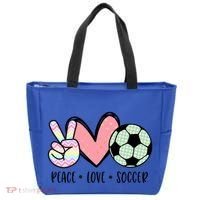 Peace Love Soccer Cute Pastel N Great Gift Tote Bag thumb 0