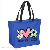 Peace Love Soccer Cute Pastel N Great Gift Tote Bag thumb 2