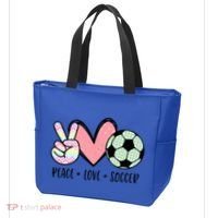 Peace Love Soccer Cute Pastel N Great Gift Tote Bag thumb 3