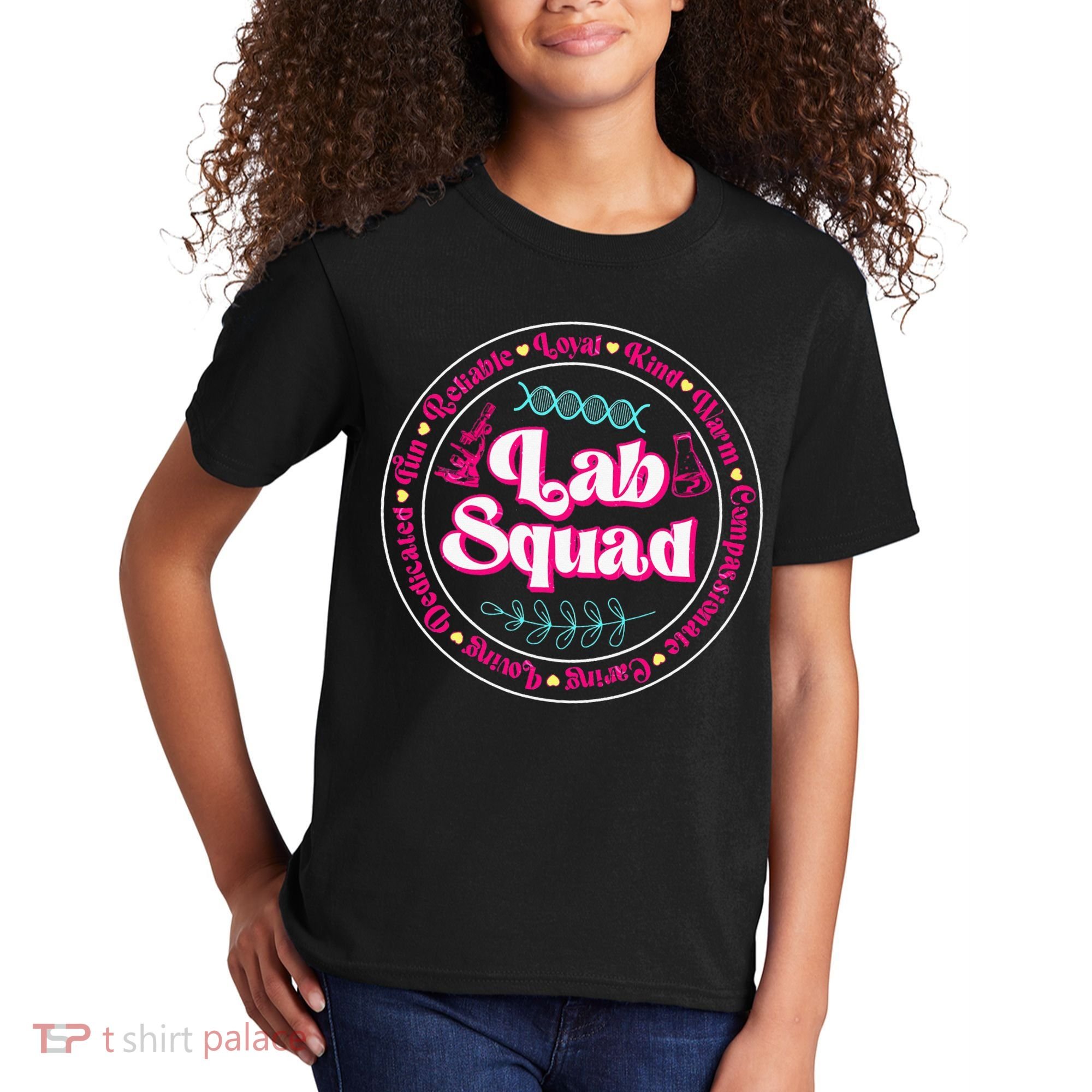 Pink Lab Squad Lab Scientist Microbiologist Kids T-Shirt
