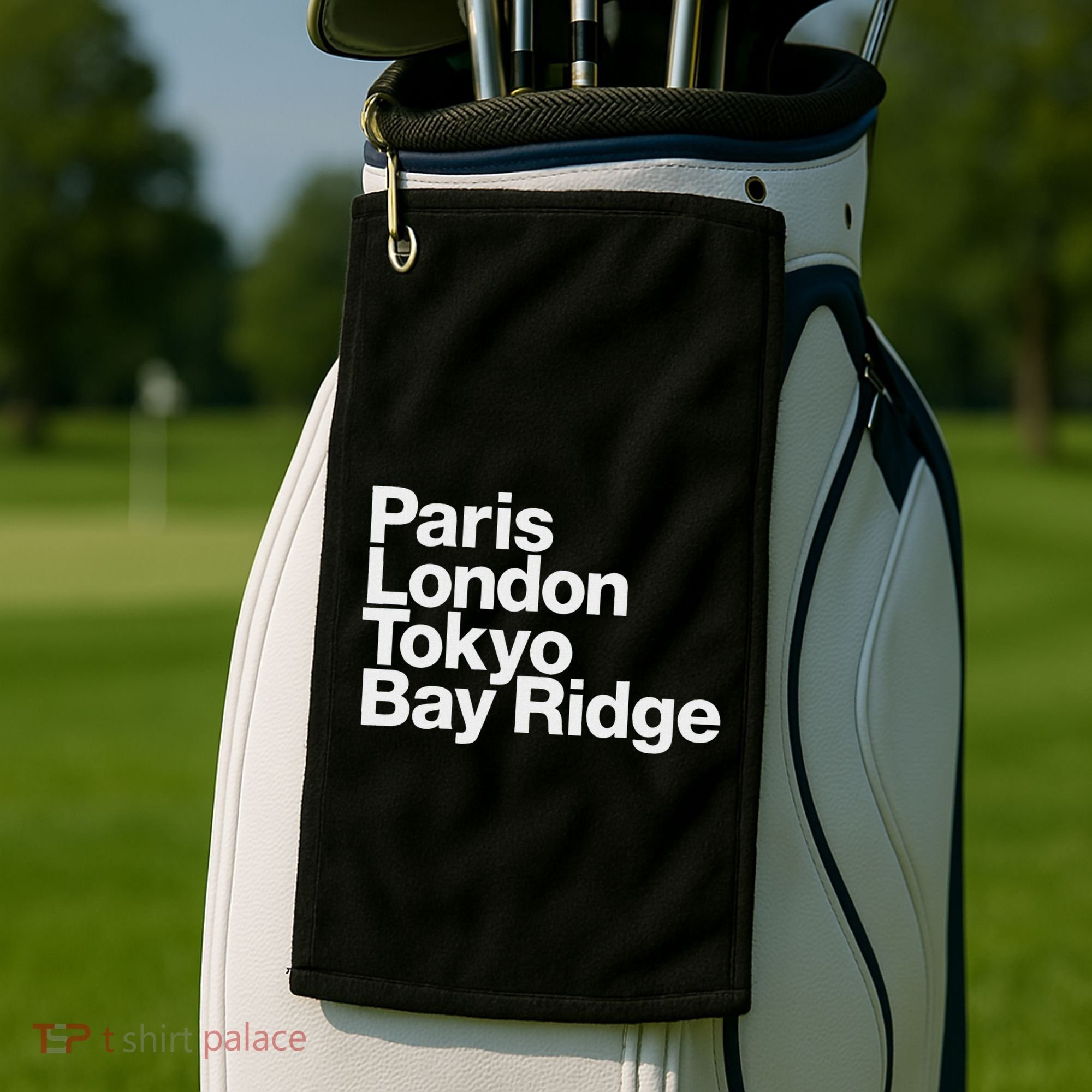 Paris London Tokyo Bay Ridge Golf Towel