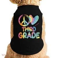 Peace Love Third Grade Funny Tie Dye Hello Third Grade Gift Doggie Tank thumb 0