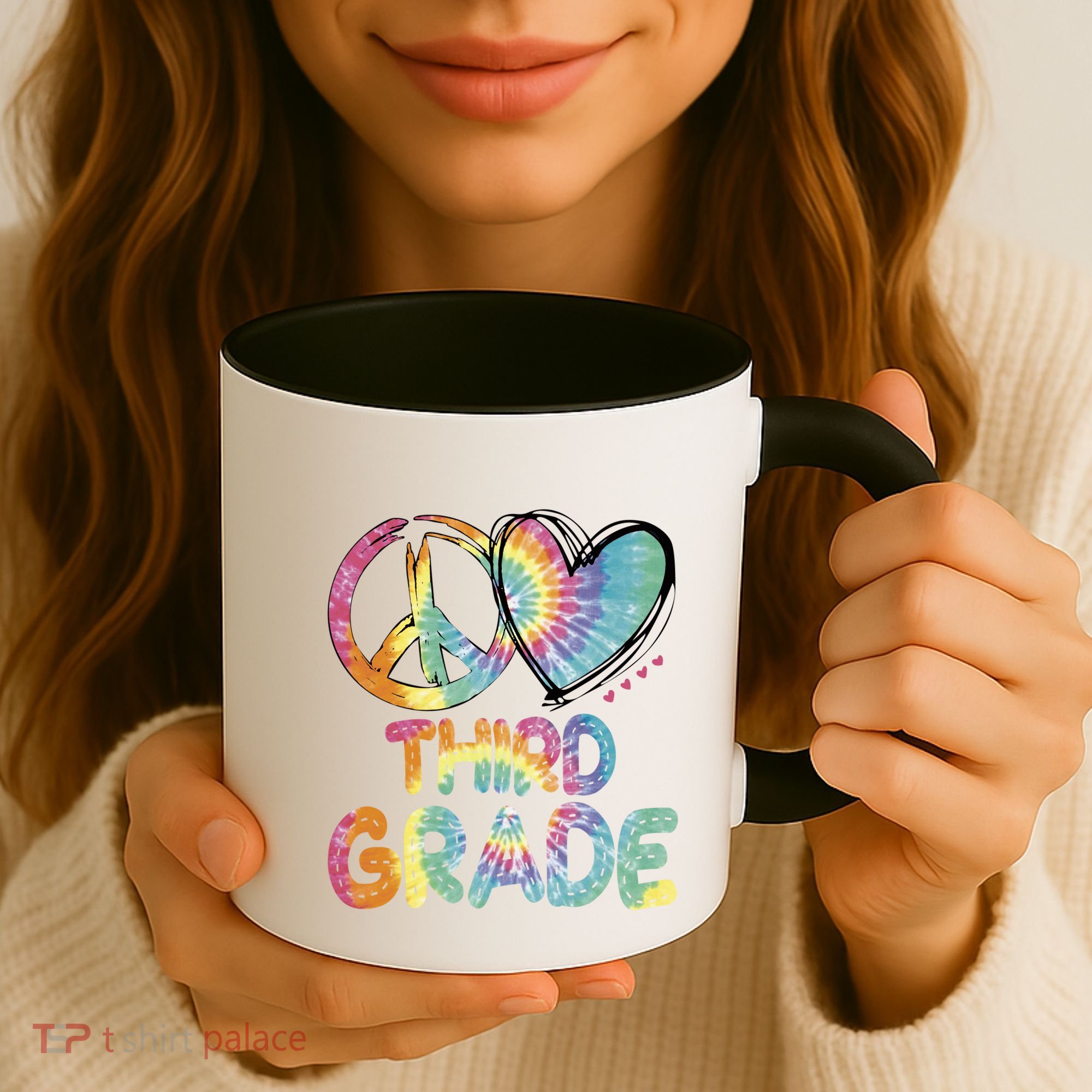 Peace Love Third Grade Funny Tie Dye Hello Third Grade Gift Coffee Mug