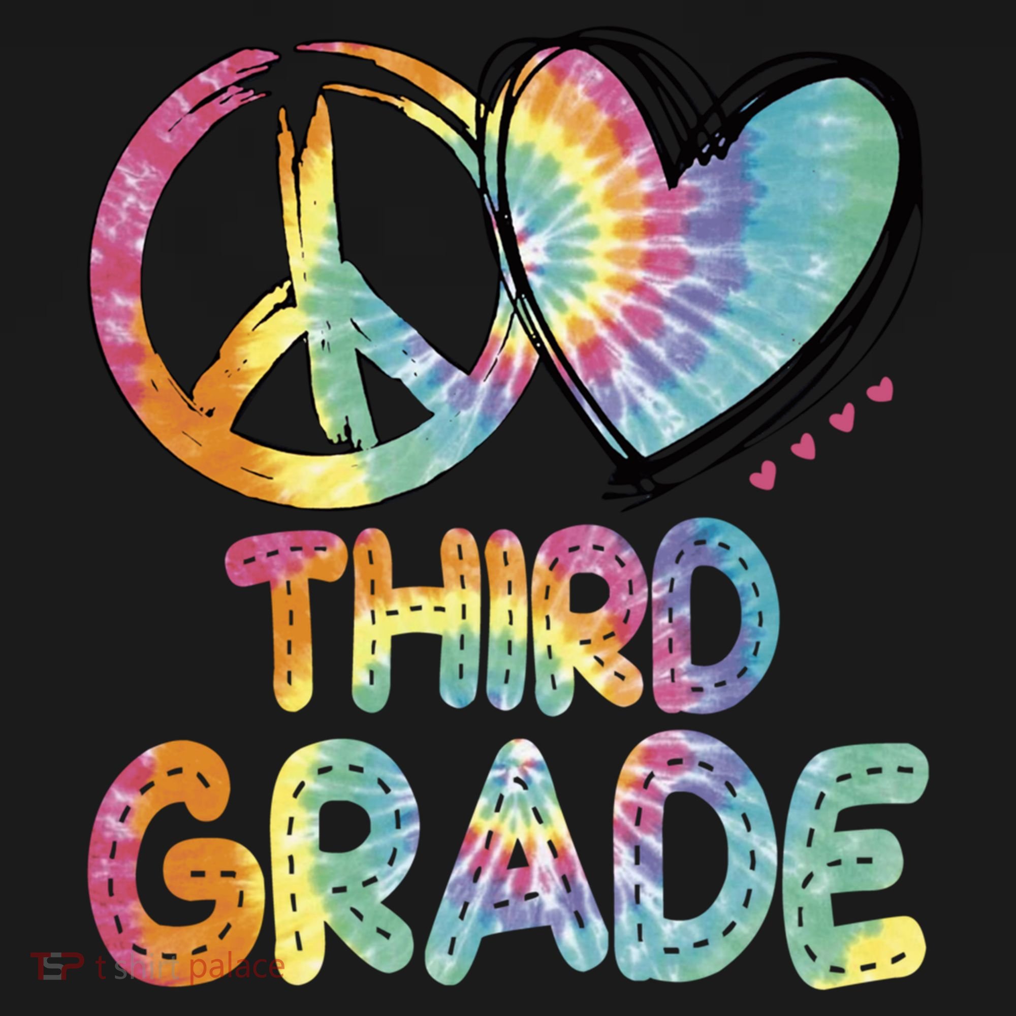 Peace Love Third Grade Funny Tie Dye Hello Third Grade Gift Ornament