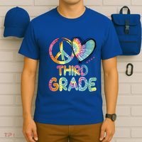 Peace Love Third Grade Funny Tie Dye Hello Third Grade Gift T-Shirt thumb 6
