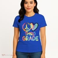 Peace Love Third Grade Funny Tie Dye Hello Third Grade Gift Women's T-Shirt thumb 4