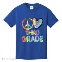 Peace Love Third Grade Funny Tie Dye Hello Third Grade Gift Kids T-Shirt thumb 0