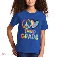 Peace Love Third Grade Funny Tie Dye Hello Third Grade Gift Kids T-Shirt thumb 2