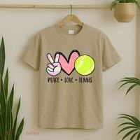 Peace Love Tennis Cute For Teen Little Girl T-Shirt thumb 2