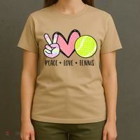 Peace Love Tennis Cute For Teen Little Girl T-Shirt thumb 4