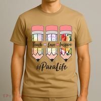 #Para Life Teach Love Inspire Cute Colorful Pencils T-Shirt thumb 3