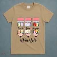 #Para Life Teach Love Inspire Cute Colorful Pencils T-Shirt thumb 5