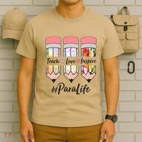 #Para Life Teach Love Inspire Cute Colorful Pencils T-Shirt thumb 6
