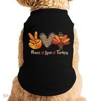 Peace Love Turkey Little Pilgrim Thanksgiving Doggie Tank thumb 0