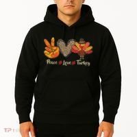Peace Love Turkey Little Pilgrim Thanksgiving Hoodie thumb 2