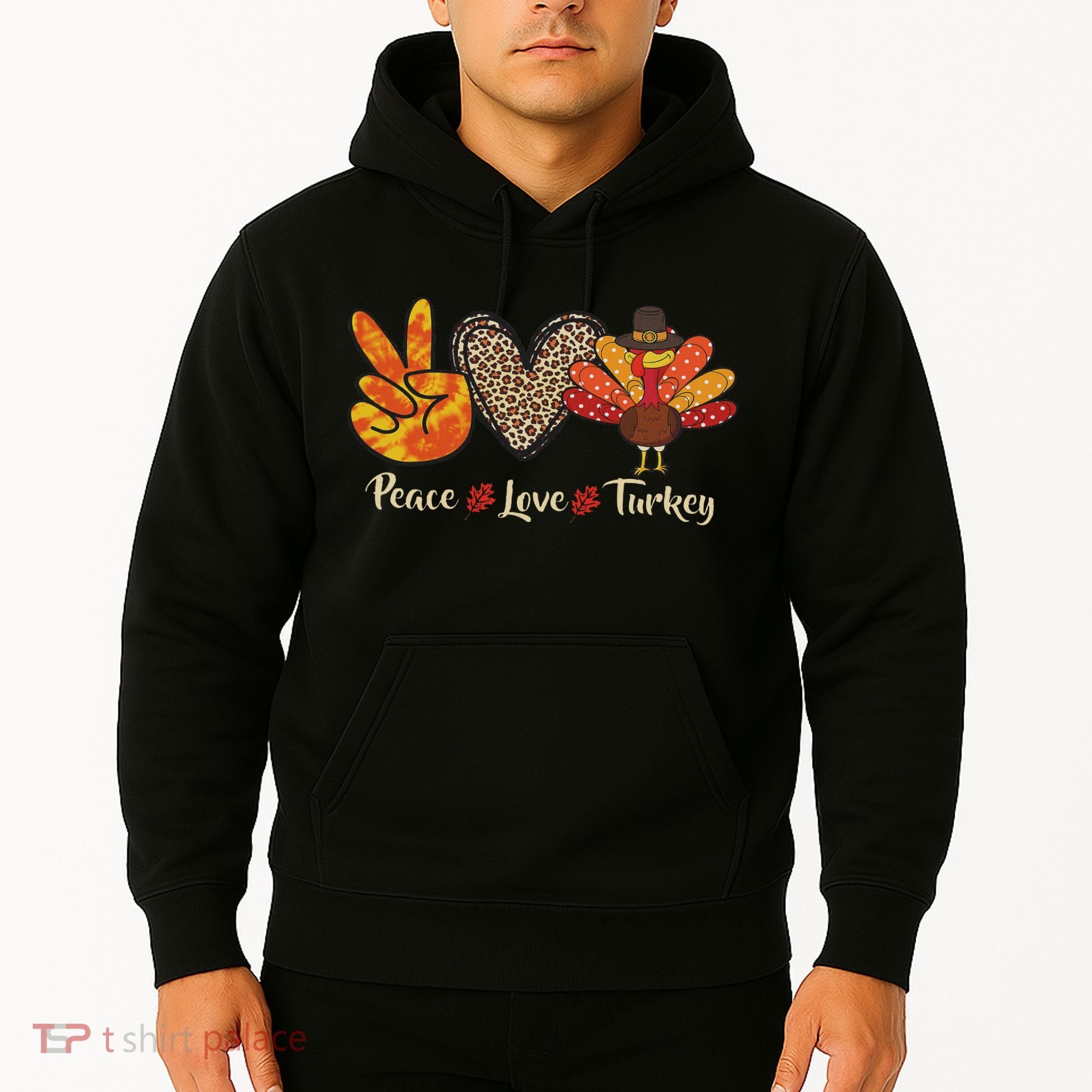 Peace Love Turkey Little Pilgrim Thanksgiving Hoodie