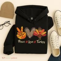 Peace Love Turkey Little Pilgrim Thanksgiving Hoodie thumb 4