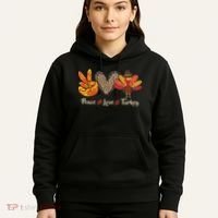 Peace Love Turkey Little Pilgrim Thanksgiving Hoodie thumb 5