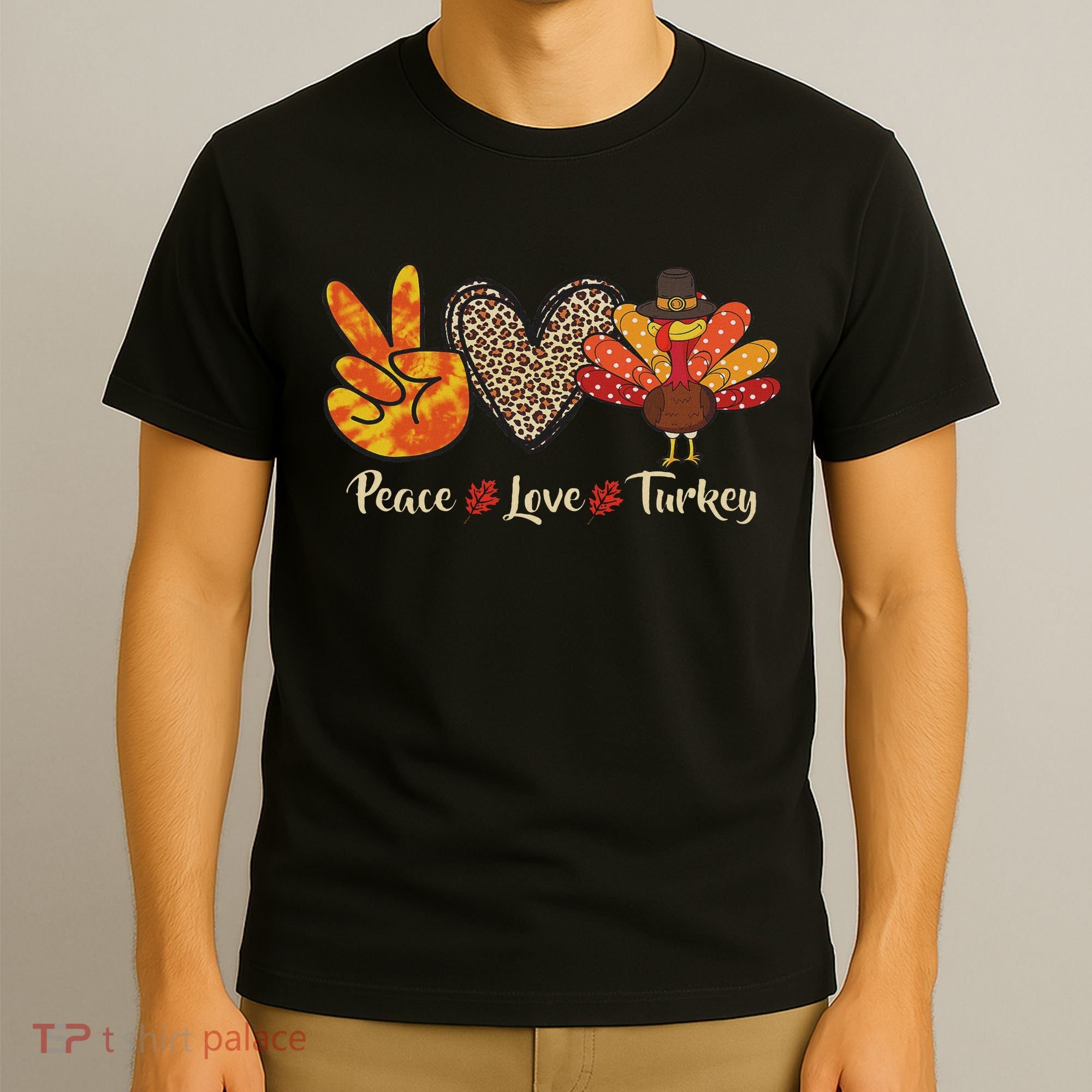 Peace Love Turkey Little Pilgrim Thanksgiving T-Shirt