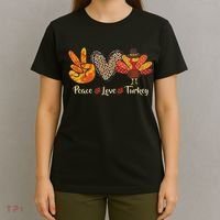 Peace Love Turkey Little Pilgrim Thanksgiving T-Shirt thumb 4