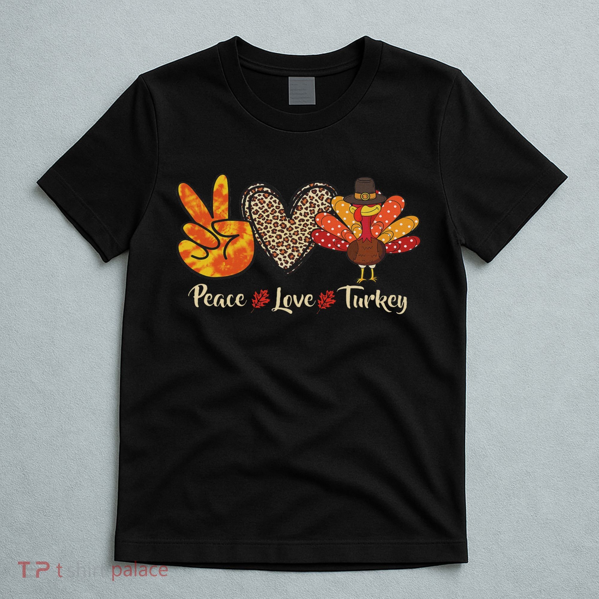Peace Love Turkey Little Pilgrim Thanksgiving T-Shirt