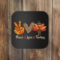 Peace Love Turkey Little Pilgrim Thanksgiving Coaster thumb 0