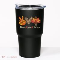 Peace Love Turkey Little Pilgrim Thanksgiving Tumbler thumb 0