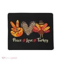Peace Love Turkey Little Pilgrim Thanksgiving Mousepad thumb 0