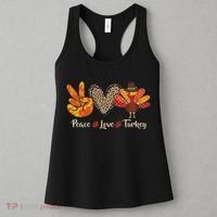 Peace Love Turkey Little Pilgrim Thanksgiving Women's Tank Top thumb 3