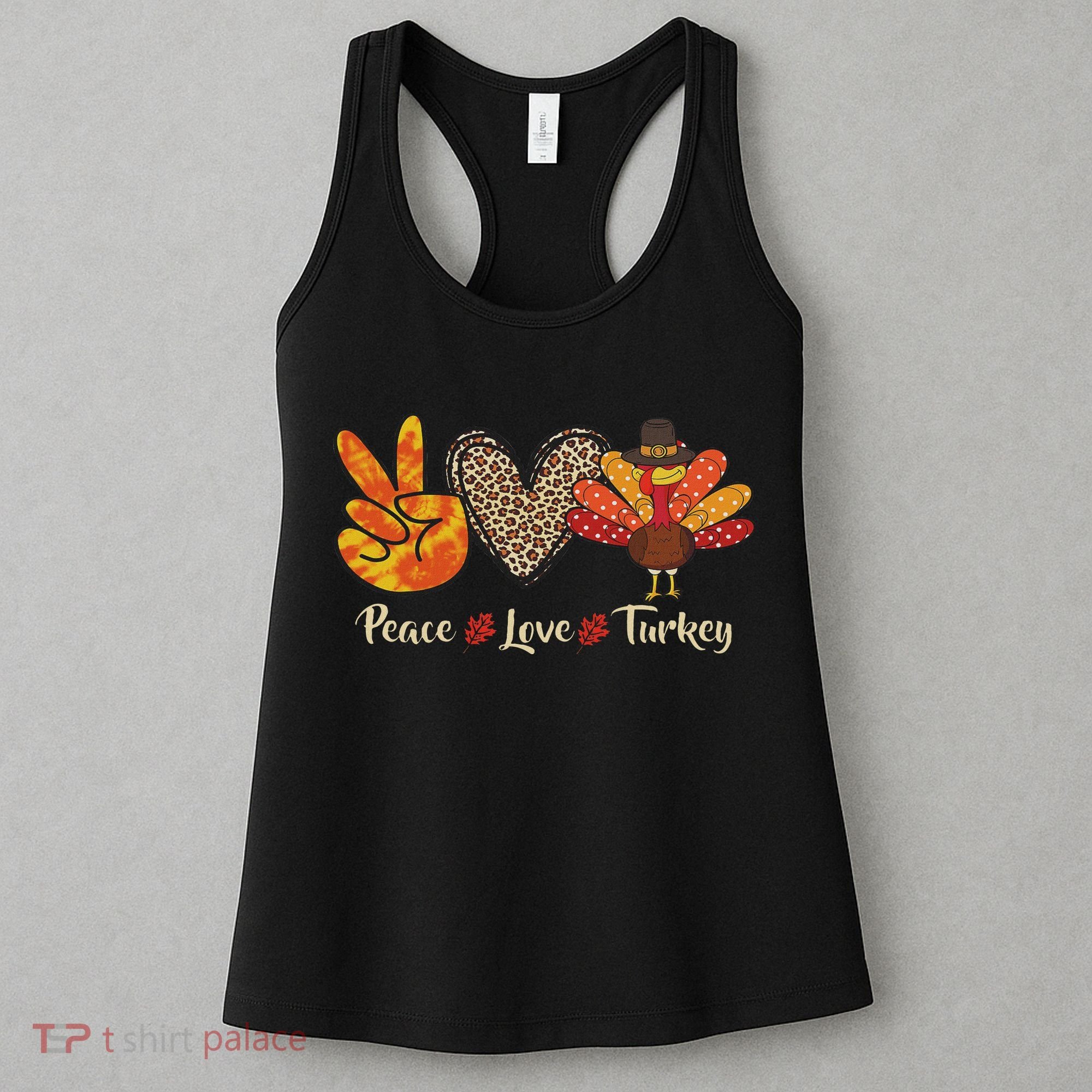 Peace Love Turkey Little Pilgrim Thanksgiving Women's Tank Top