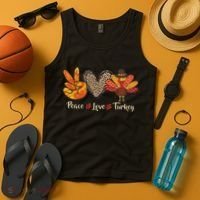 Peace Love Turkey Little Pilgrim Thanksgiving Tank Top thumb 4