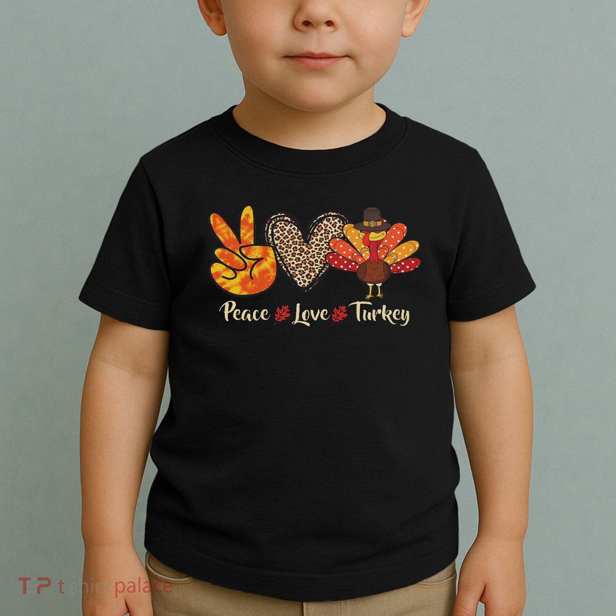 Peace Love Turkey Little Pilgrim Thanksgiving Toddler T-Shirt